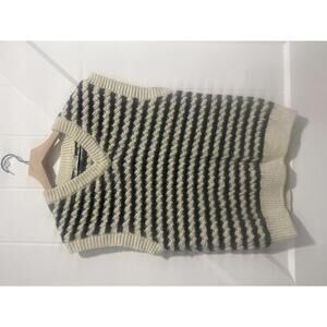 Zara Striped Knit Wool Blend Sweater Vest Size L-XL